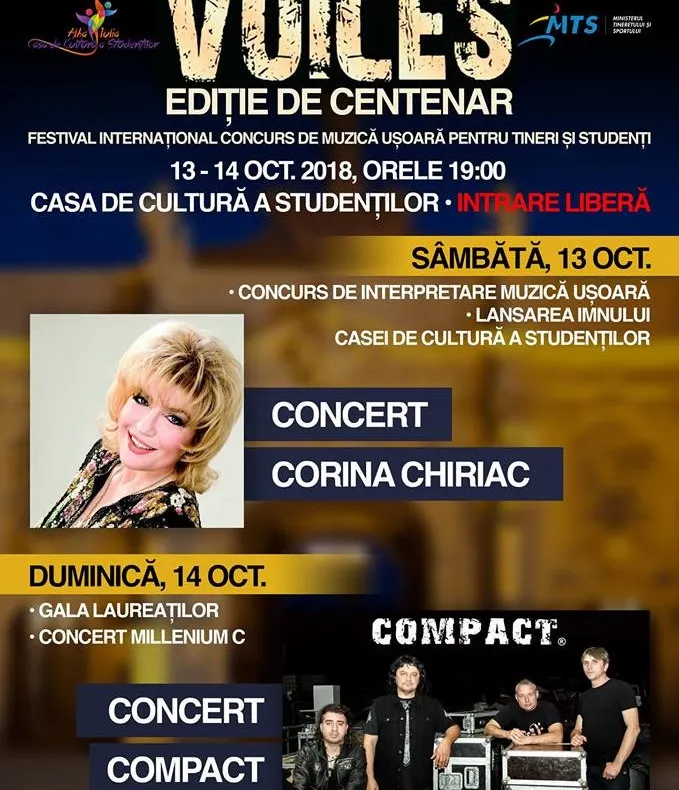 Corina Chiriac și trupa Compact, invitați la Festivalul "Voices" 2018