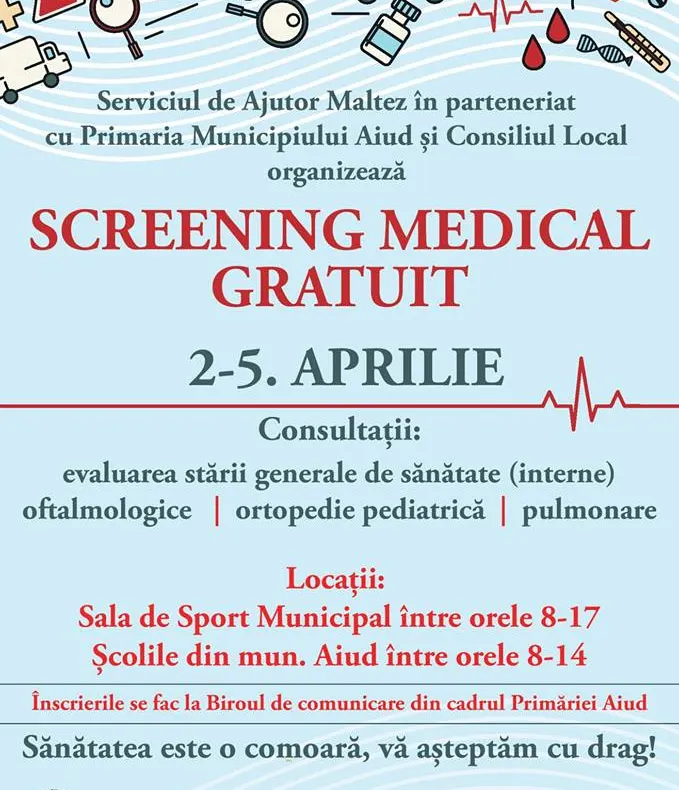 Screening medical gratuit pentru persoanele din Aiud și localitățile aparținătoare