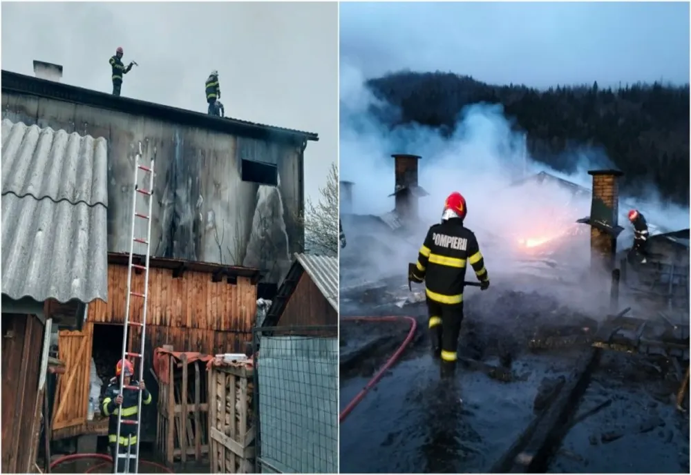 Un magazin, o brutărie și două garaje, distruse de un incendiu
