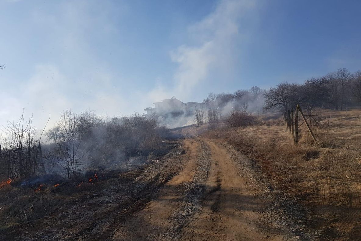 VIDEO: Incendiu de vegetație uscată în Alba Iulia