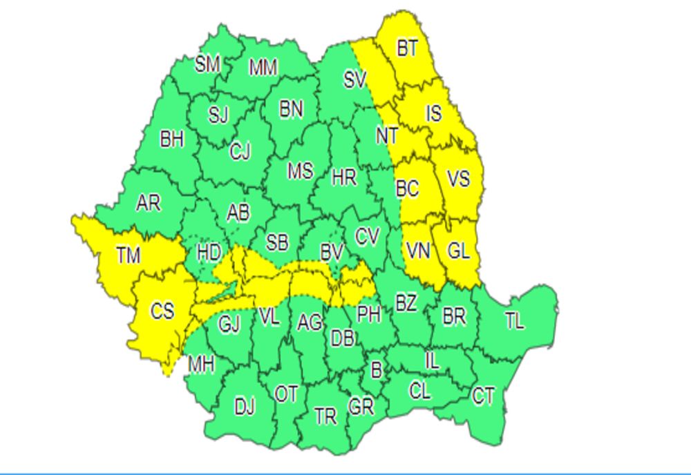  Avertizare meteo COD GALBEN de ninsori, polei și vânt puternic - Care sunt zonele vizate