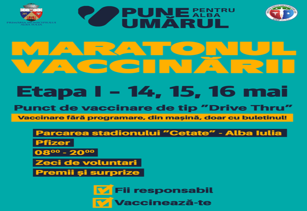 Primul centru de vaccinare de tip „Drive Thru”, în Alba Iulia