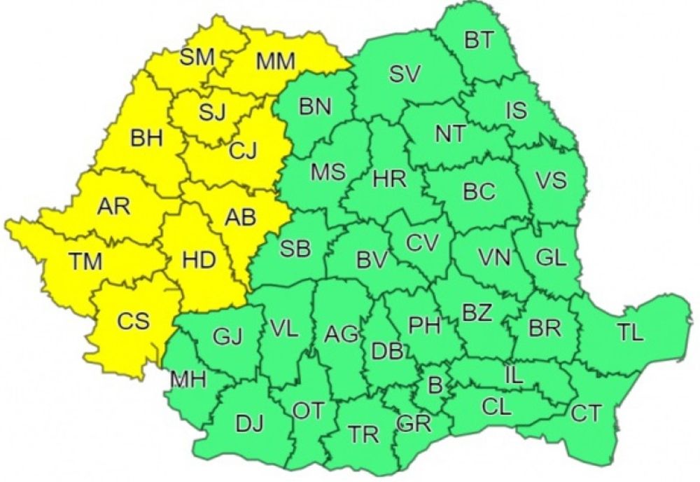 ALBA, sub atenționare COD GALBEN de furtună, până sâmbătă seara