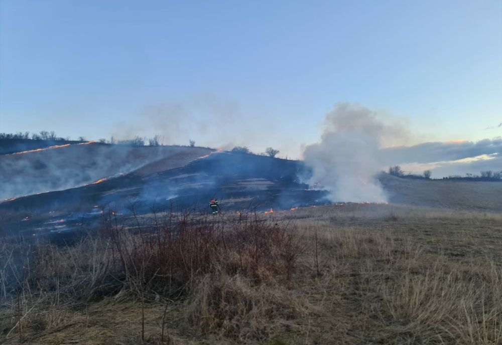 Incendiu de vegetație uscată la Aiud