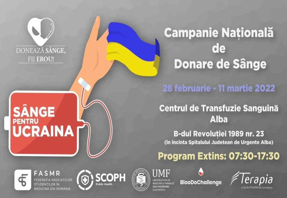 Cetățenii chemați să doneze sânge pentru pacienții ucraineni ce vor fi internați în România
