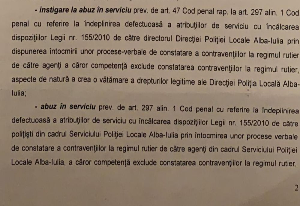Poliția LUI Locală. Acuzații fără precedent aduse șefului Poliției Locale din Alba Iulia
