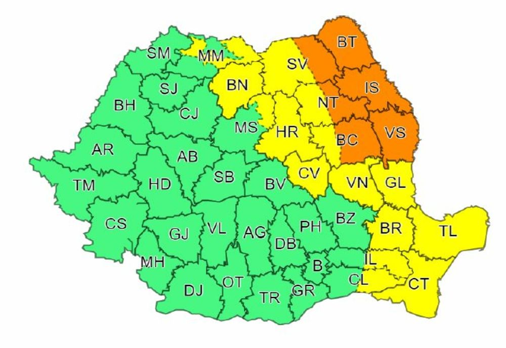 ANM a actualizat avertizarea meteorologică pentru următoarele trei zile