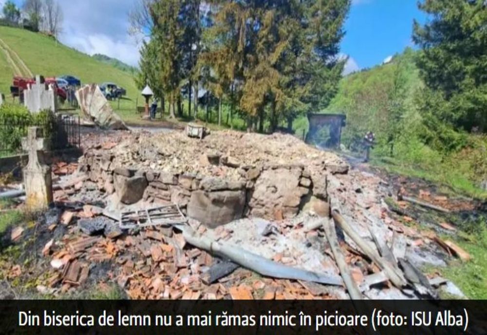 O biserică din județul Alba s-a făcut scrum, în noaptea de Înviere. Poliția a deschis dosar penal
