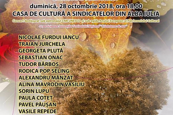Concert extraordinar de romanţe, duminică, la Alba Iulia