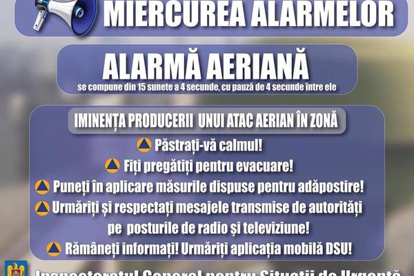Exercițiu lunar de verificare a funcționării mijloacelor de alarmare a populației