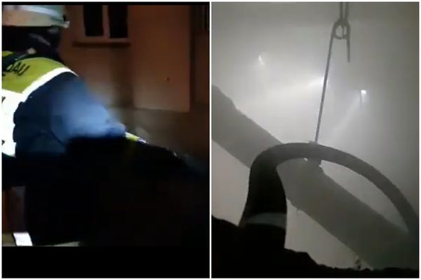 VIDEO: Incendiu la subsolul unui bloc din Alba Iulia