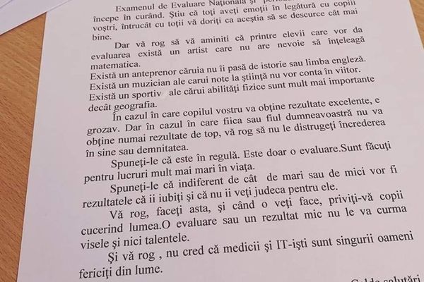 Mesajul emoționant trimis de o învățătoare către toți părinții ai căror copii sunt în perioada evaluării