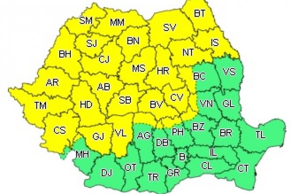 ALBA : ALERTĂ Cod Galben de ploi şi vijelii până la ora 22.