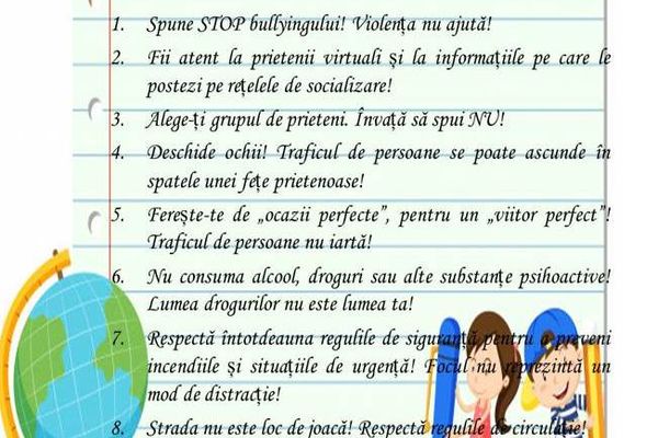 # 10 PENTRU SIGURANȚĂ – O CAMPANIE DEDICATĂ SIGURANȚEI ELEVILOR