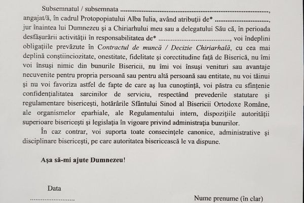 DOCUMENT : Preoții din Protopopiatul Alba Iulia, obligați să devină TURNĂTORI