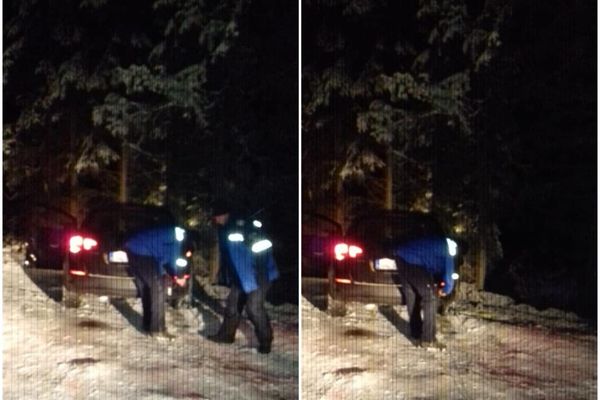 Mașină blocată în zona Luncile Prigoanei. Intervenție a jandarmilor montani.