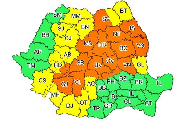 COD PORTOCALIU de furtuni pentru mai multe județe din țară