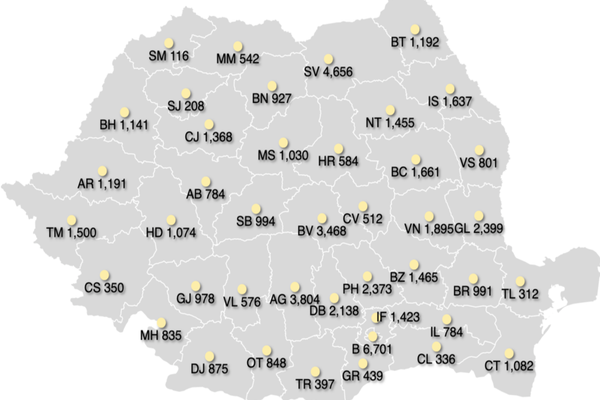 Bilanț coronavirus: 1.345cazuri noi de persoane infectate cu SARS – CoV - 2, 45 de decese. Vezi situația pe județe