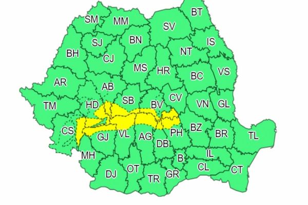 COD GALBEN de vânt puternic și ninsori pentru zece județe până joi