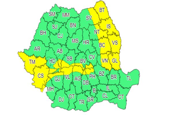  Avertizare meteo COD GALBEN de ninsori, polei și vânt puternic - Care sunt zonele vizate
