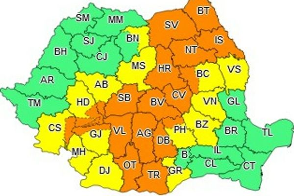 Avertizări meteo: COD PORTOCALIU și COD GALBEN de furtuni și ploi torențiale până la ora 21.00