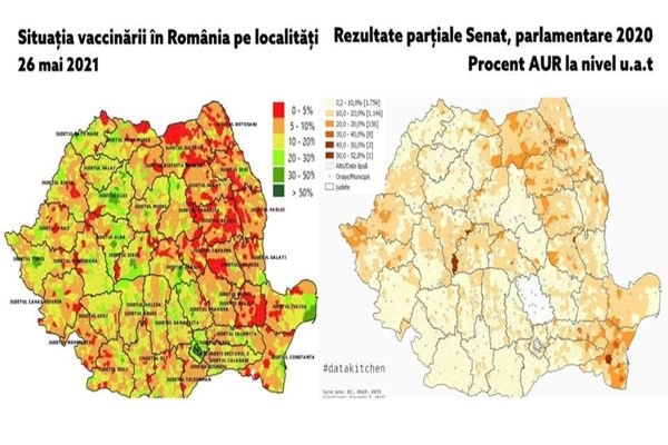 Europarlamentarul PLUS Alin Mituța publică ”harta electorală” a vaccinărilor: ”AUR manipulează oamenii că salvarea vine din respingerea științei” - FOTO