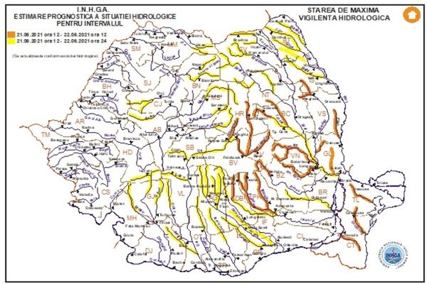  Avertizare hidro! Risc mare de inundaţii pentru mai multe bazine hidrografice