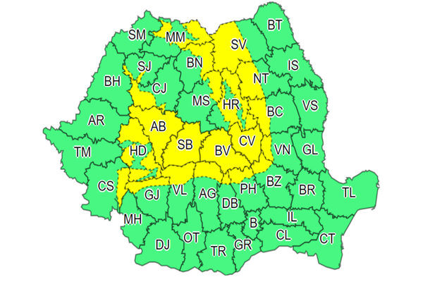 COD GALBEN de vânt în mai multe județe din țară