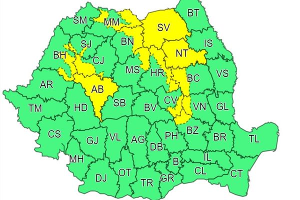 Mai multe județe, sub avertizare COD GALBEN de vânt