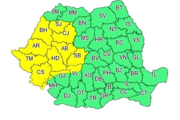 ALERTĂ METEO - COD GALBEN de furtuni cu grindină - HARTA potopului