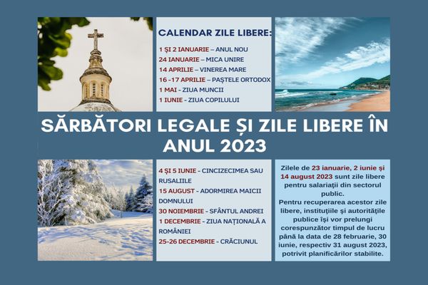 Calendarul zilelor libere de care vor beneficia salariații pe parcursul anului 2023