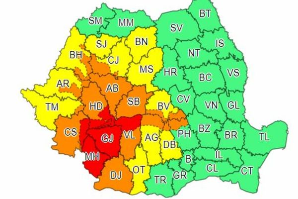 ULTIMĂ ORĂ: Avertizări meteo de vreme extremă! COD ROȘU și COD PORTOCALIU în mai multe județe!