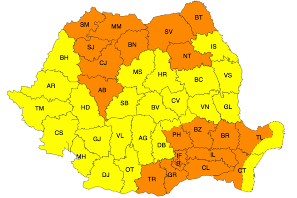 ANM - Coduri galben și portocaliu de vânt în toată țara