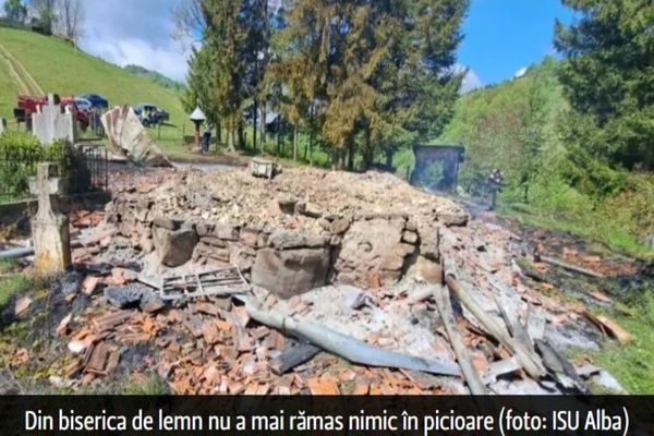 O biserică din județul Alba s-a făcut scrum, în noaptea de Înviere. Poliția a deschis dosar penal