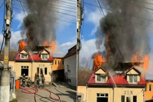 Incendiu de proporții în județul Alba. Un bar a fost cuprins de flăcări