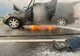 O mașină a luat foc pe A10